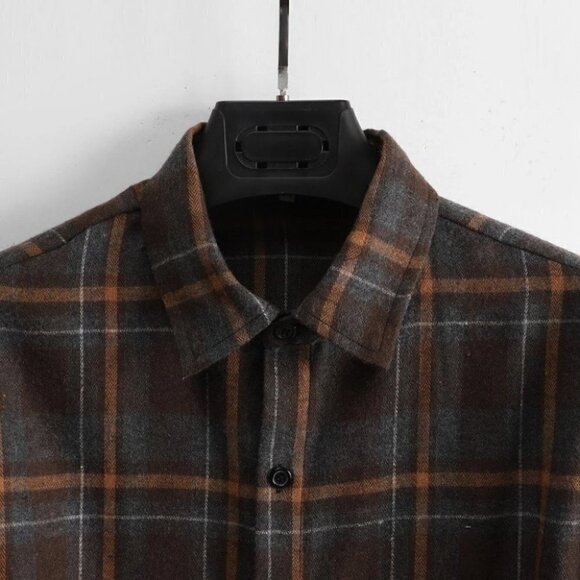 Brown Mens Plaid Shirt - Picture 7 of 7